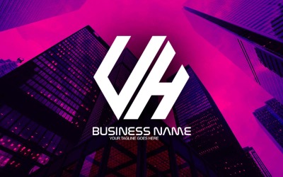 Design de logotipo profissional com letra UH poligonal para sua empresa - identidade de marca