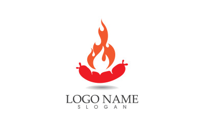 Fuego asado y diseño vectorial de símbolos v2