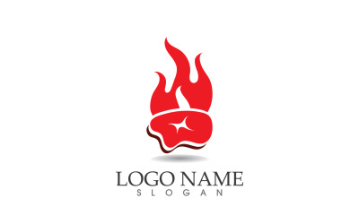 Fuego asado y diseño vectorial de símbolos v9