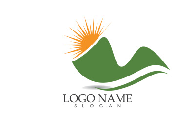Paisaje montaña logotipo y símbolo vector v16