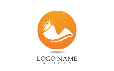 Paisaje montaña logotipo y símbolo vector v26