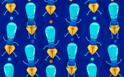 Pen Mascot Seamless Pattern