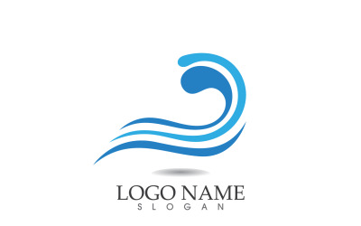 Vague eau plage vector design logo v21
