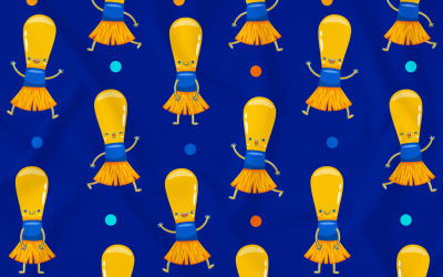 Watercolor Paintbrush Mascot Seamless Pattern