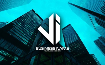 Design professionale del logo della lettera VI poligonale per il tuo business - Identità del marchio