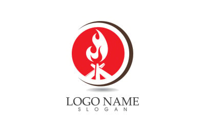 Fuego asado y diseño vectorial de símbolos v24