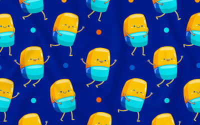 Eraser Mascot Seamless Pattern