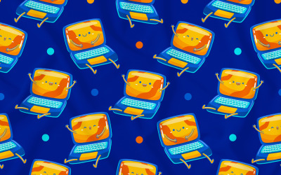 Laptop maskot sömlösa mönster