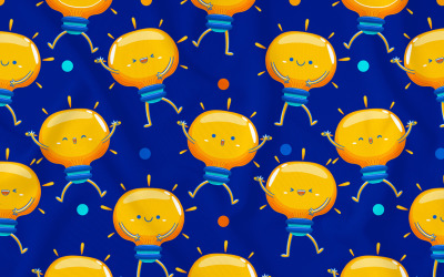 Light Bulb Mascot Seamless Pattern