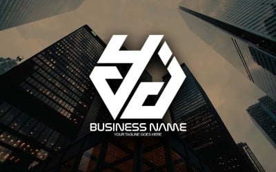 专业的多边形 YJ 字母标志设计为您的企业-品牌标识