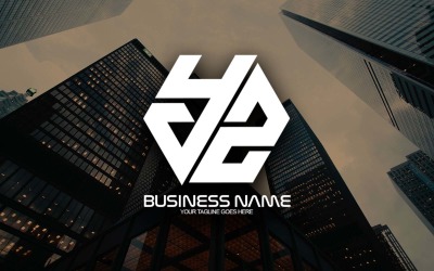 Diseño de logotipo de letra YZ poligonal profesional para su negocio - Identidad de marca