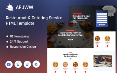 Afuww - Modelo de Página Inicial para Restaurantes e Serviços de Catering