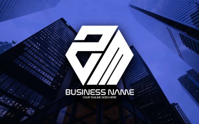 Création de logo de lettre ZM polygonale professionnelle pour votre entreprise - Identité de marque
