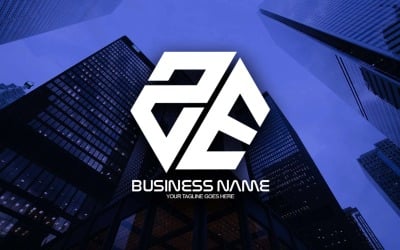 Design professionale del logo della lettera ZE poligonale per il tuo business - Identità del marchio