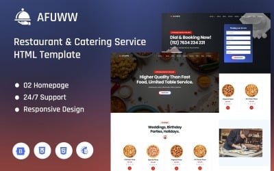 Modèle de page d&amp;#39;accueil Afuww pour services de restauration et traiteur
