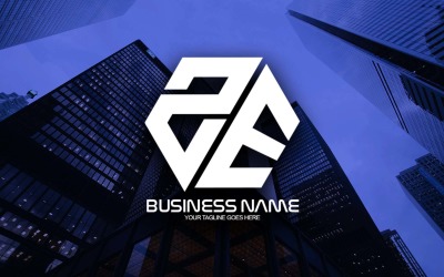 Профессиональный многоугольный дизайн логотипа ZE Letter для вашего бизнеса - фирменный стиль