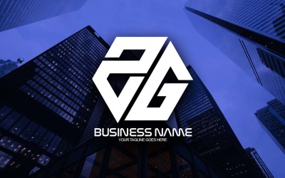 Professionell polygonal ZG-bokstavslogodesign för ditt företag - varumärkesidentitet