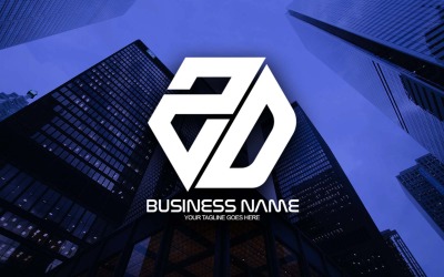 Professionelles polygonales ZD-Buchstaben-Logo-Design für Ihr Unternehmen - Markenidentität