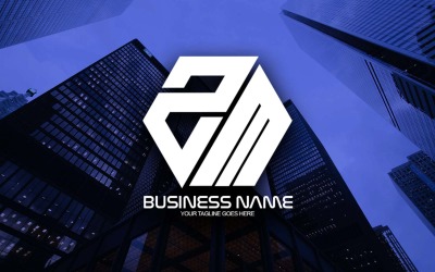 Professionelles polygonales ZM-Buchstaben-Logo-Design für Ihr Unternehmen - Markenidentität