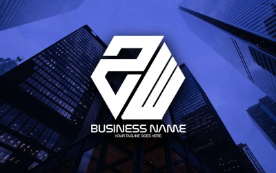 Professionelles polygonales ZW-Buchstaben-Logo-Design für Ihr Unternehmen - Markenidentität
