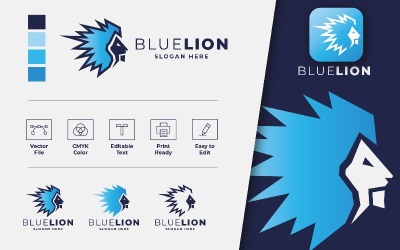 Modelo de logotipo Blue Lion Pro