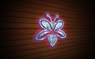 Dřevo textury neonové logo efekt stříbrný maketa design