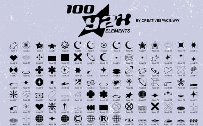 Естетичні значки Y2K (100 активів для логотипів, графічного дизайну, одягу)