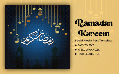 Islamiska Ramadan Kareem redo att använda mall för sociala medier