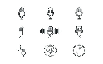 Mikrofon-Icon-Flat-Vektor-Set