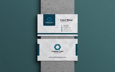 Modelo de design de cartão de visita azul e pronto para impressão