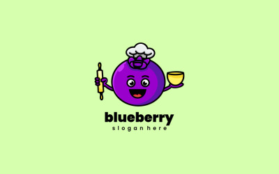 Blueberry Mascot Cartoon Logo