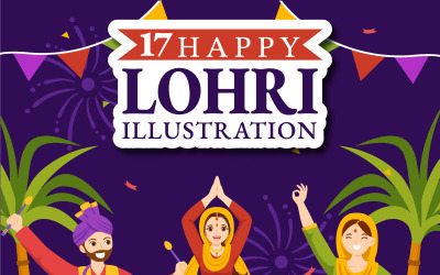 17 Illustrazione felice del festival di Lohri