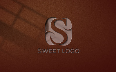 Роскошный сладкий макет логотипа с эффектом тиснения