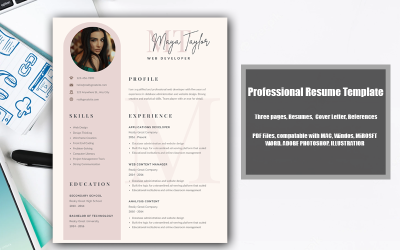 PDF de plantilla de currículum imprimible Maya Taylor Pink-Tan