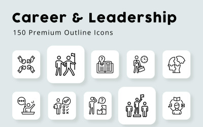 Career and Leadership Unique Outline Icons