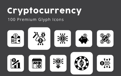 Cryptocurrency Unieke Glyph-pictogrammen
