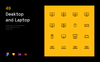 Desktop and Laptop - Stroke Icon Pack