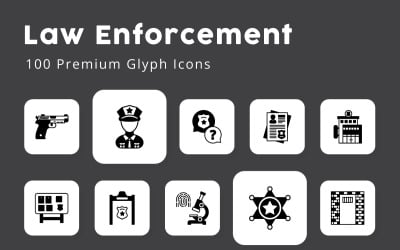 Icônes de glyphe uniques de l&amp;#39;application de la loi
