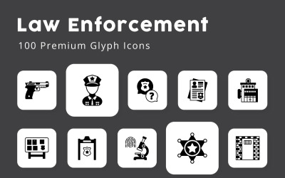 Iconos de glifos únicos de aplicación de la ley