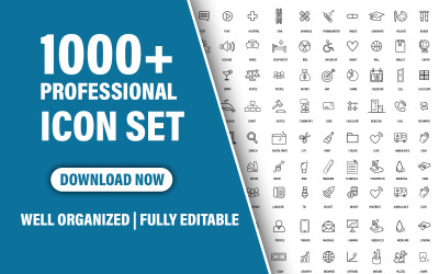 Mais de 1000 conjuntos de ícones profissionais