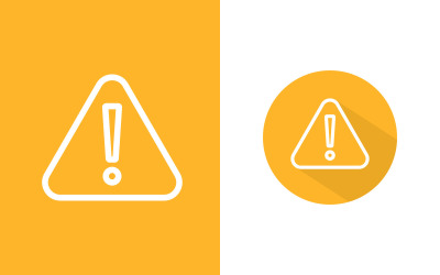 Warning Sign Flat Line Shadow Yellow Icon Vector Illustration