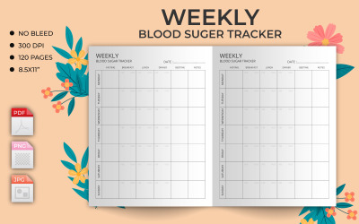 Týdenní deník krevního cukru | Interiér Kdp. Toto je KDP Interior je 100% testováno na Amazon KDP