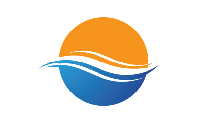 Conception de vecteur de logo de plage de vague d&amp;#39;eau v12