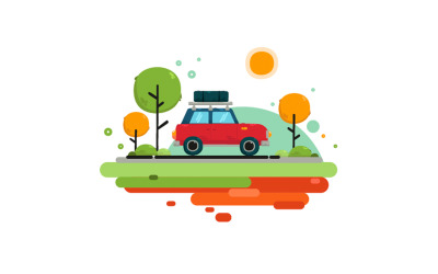 Ilustrace rodinného auta (plochý design)