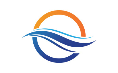 Projeto de vetor de logotipo de praia de onda de água v13