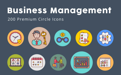 Business Management unika cirkel ikoner