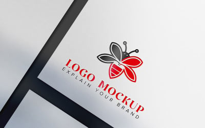 Debossed logo on white paper mockup design