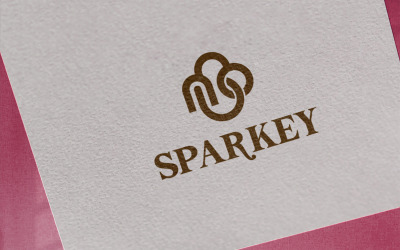 Logomodell auf grauer Papierhintergrundbeschaffenheit