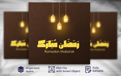 Modello di banner per social media del festival islamico Ramadan Mubarak 15