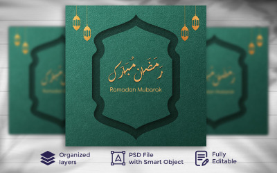 Modelo de Banner de Mídia Social do Festival Islâmico Ramadan Mubarak 09